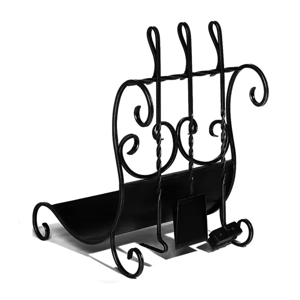 Дровница кованая с набором Черная