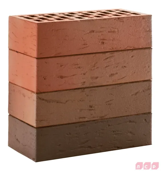 Кирпич лицевой пустотелый красный флэш рустик ЛСР М175 1NF