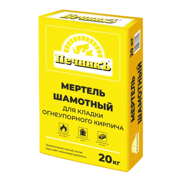Мертель шамотный для кладки огнеупорного кирпича "Печникъ" 20 0 кг