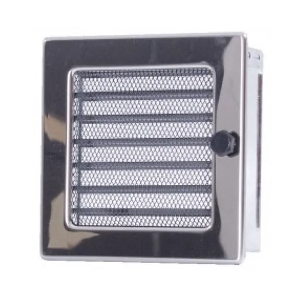 Вентиляционная каминная решетка никель с жалюзи 170х170 Kratki