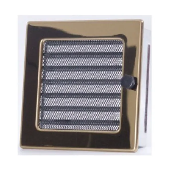 Вентиляционная каминная решетка золото с жалюзи 170х170 Kratki